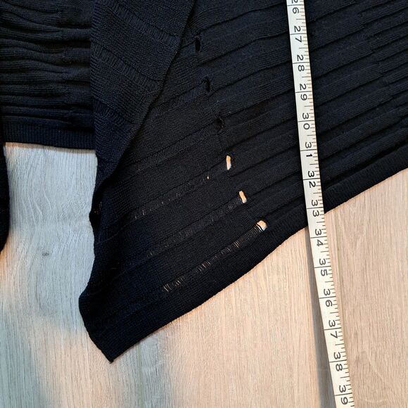 Eileen Fisher XL Black 100% Merino Wool Open Front Cardigan Italian Yarn - Picture 8 of 10